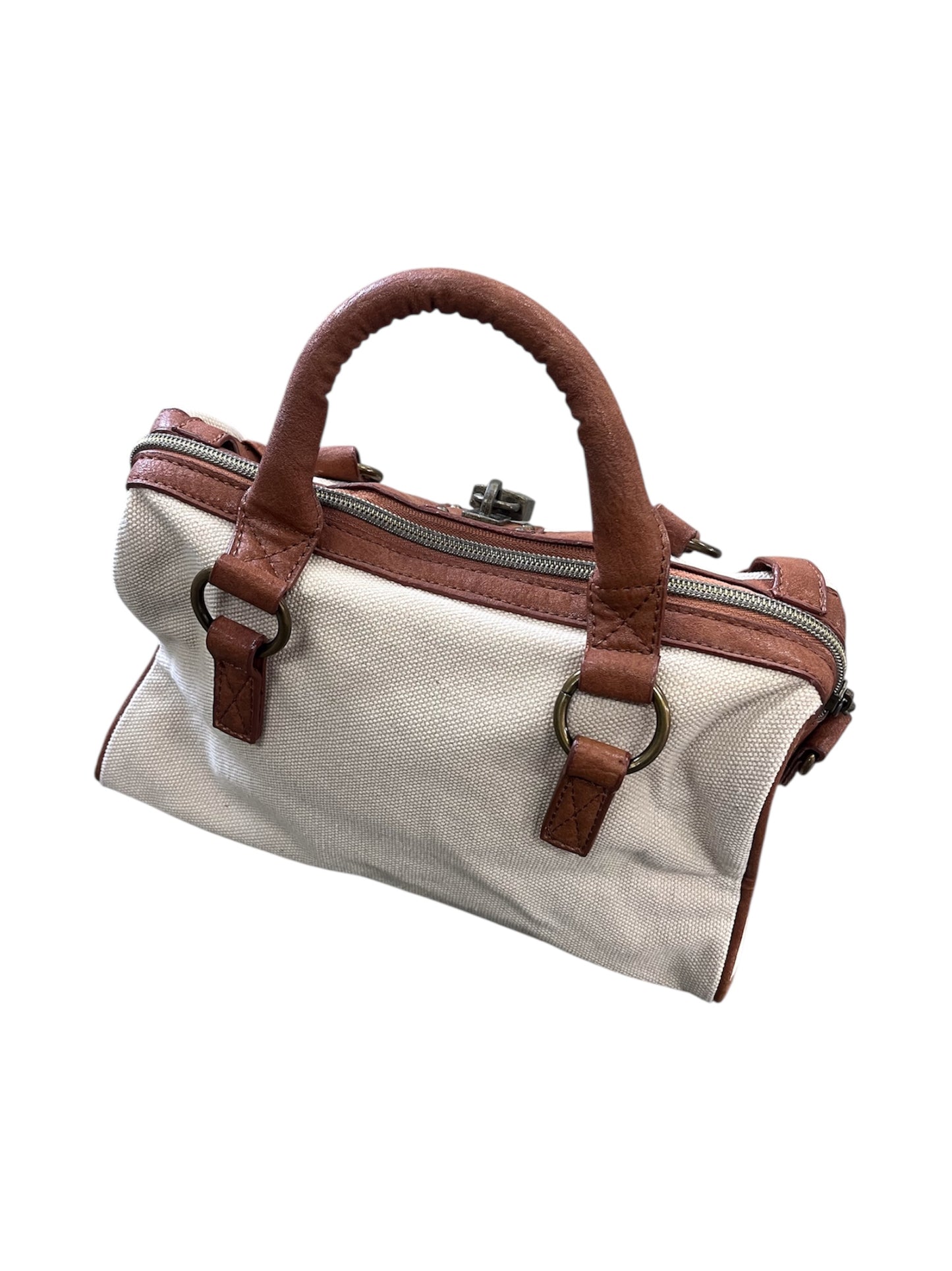 Canvas × Leather Padlock Shoulder Bag