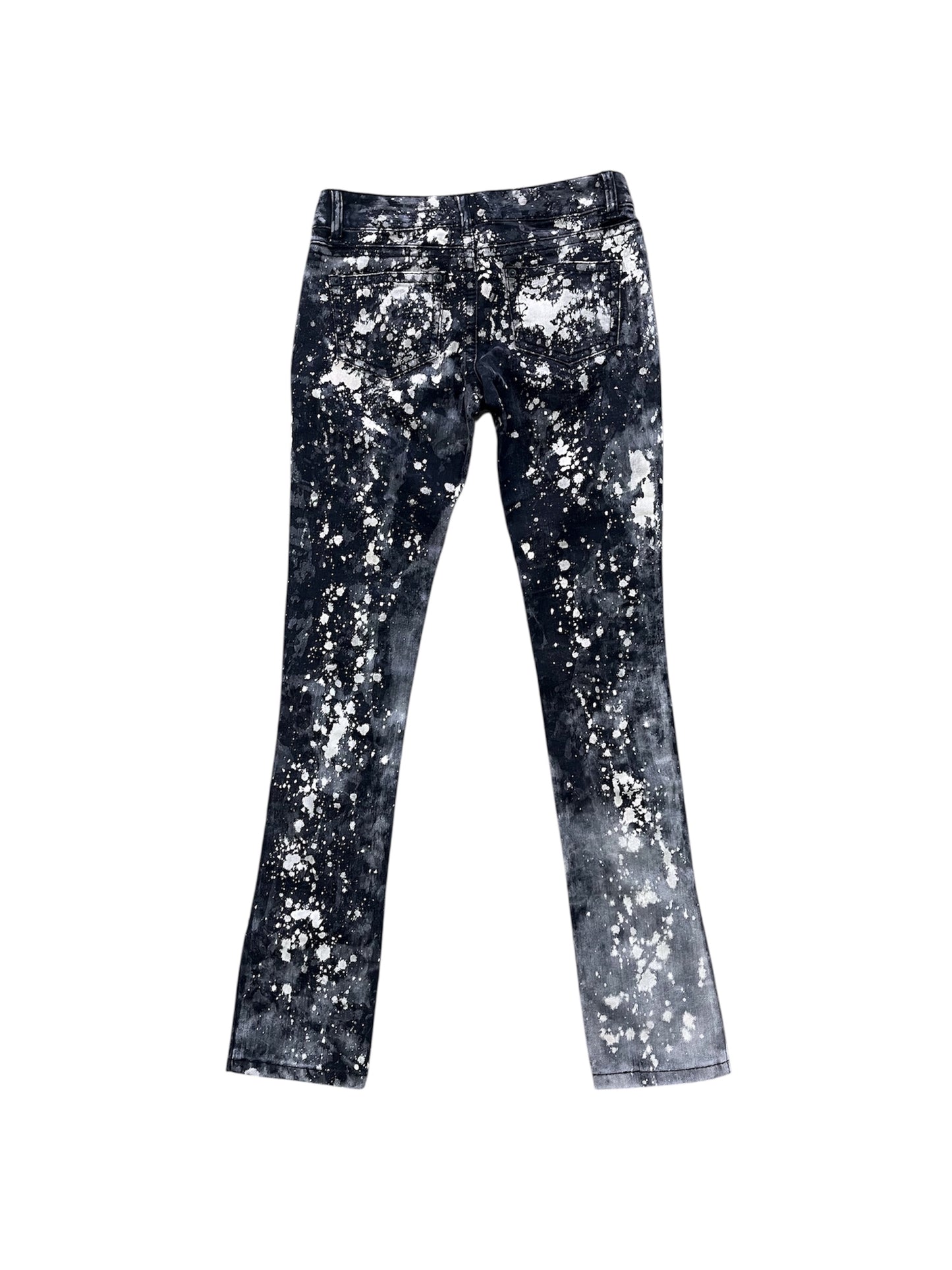 White Splatter Paint Distressed Denim