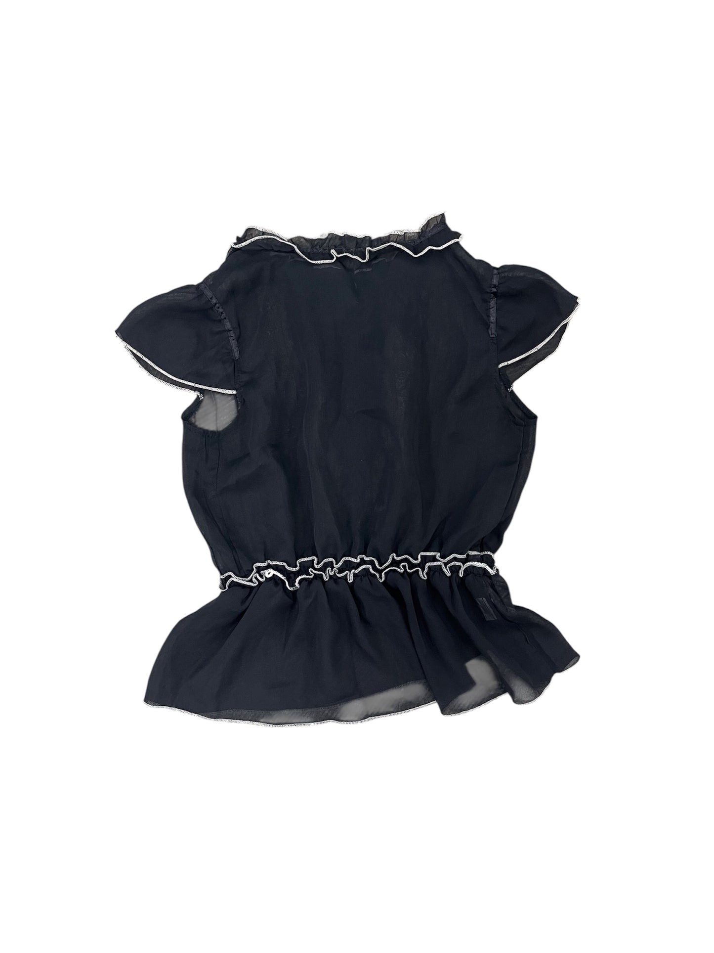 Lace-Trimmed Sheer Chiffon Top