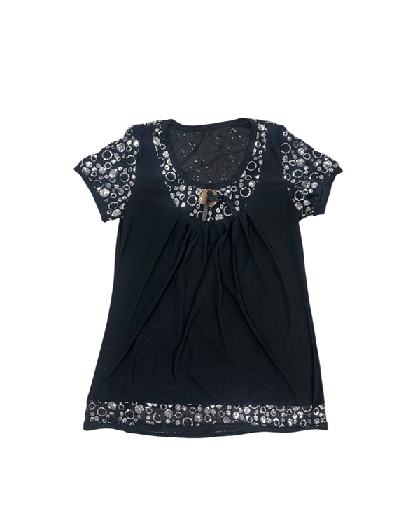 Sequined Collar Scoop Neck Tunic