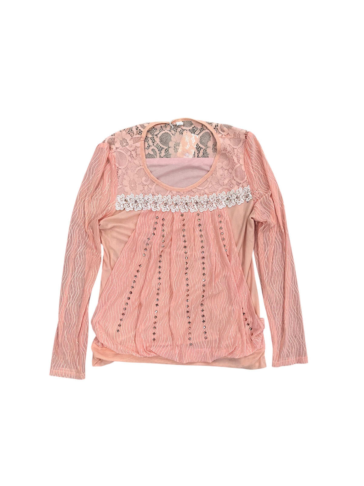 Studded & Lace Accented Peplum Top
