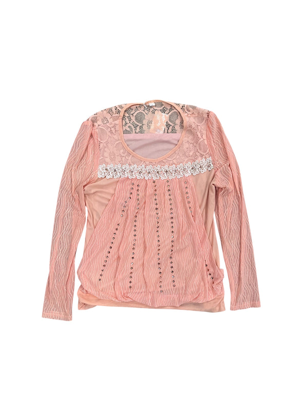 Studded & Lace Accented Peplum Top