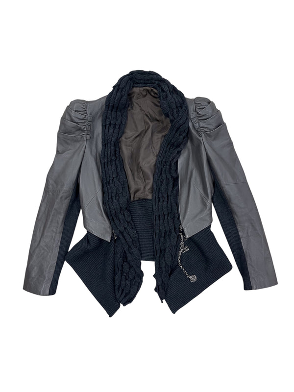 Mixed Media Asymmetric Drape Jacket