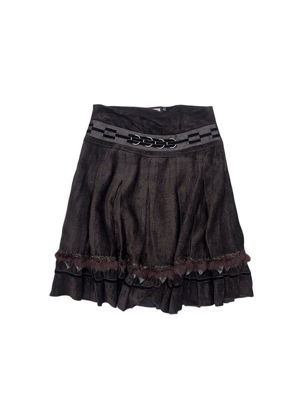 Drop-Waist Lace Hem Skirt