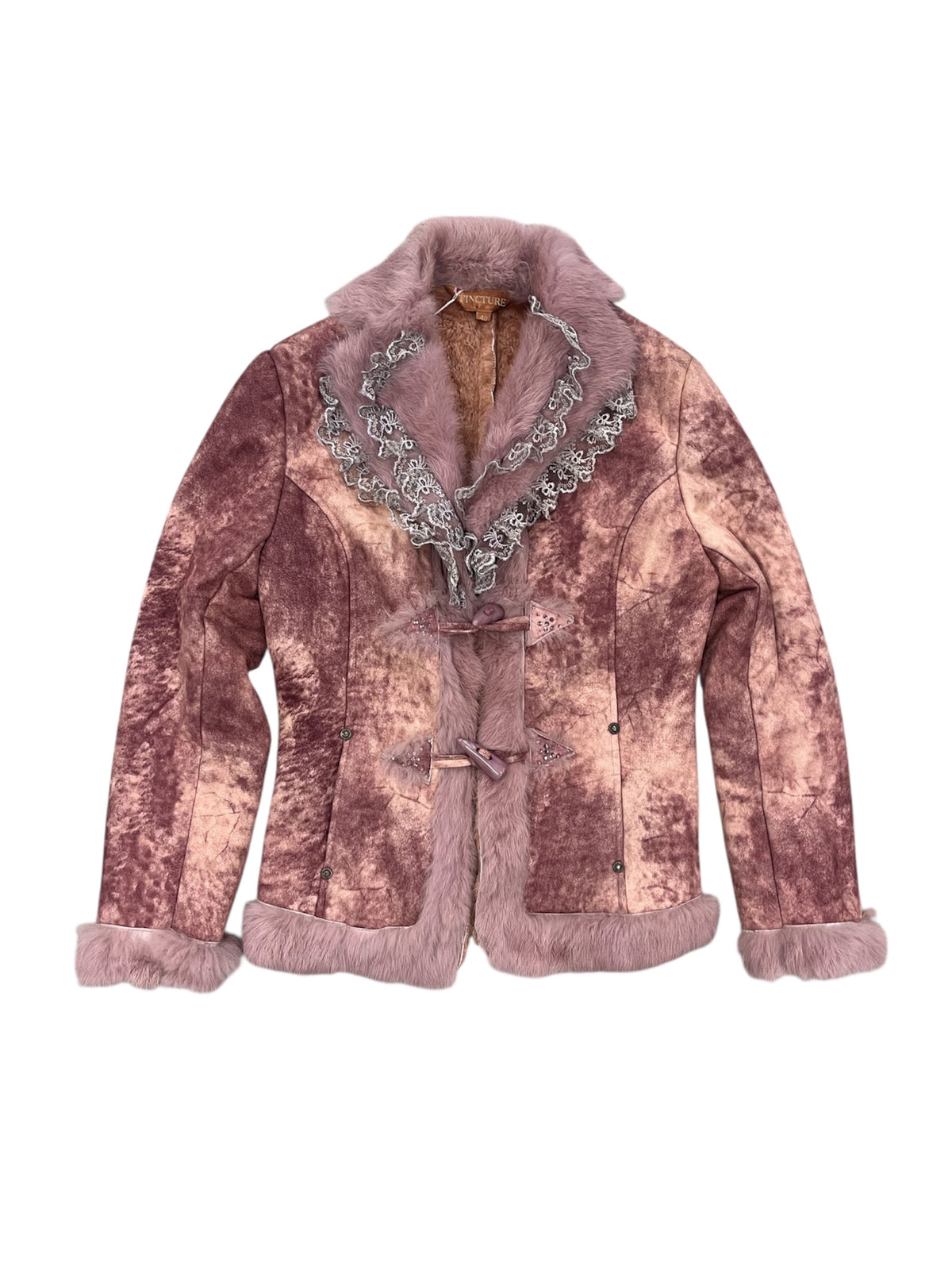 Pink Suede & Faux Fur Toggle Jacket
