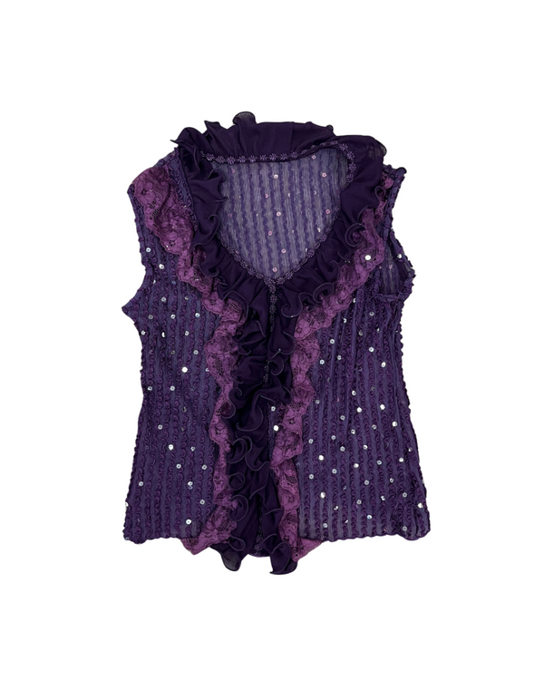 Sequin Ruffle Frill Camisole Purple