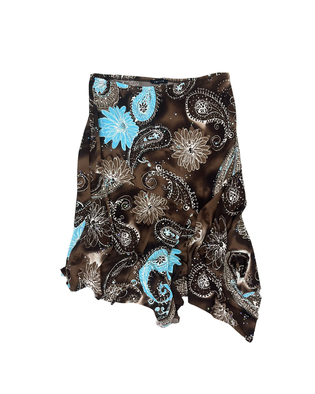 00s Paisley Fluid Asymmetric Skirt