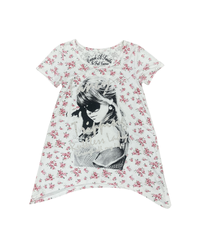 Floral Print Asymmetric Hem Top