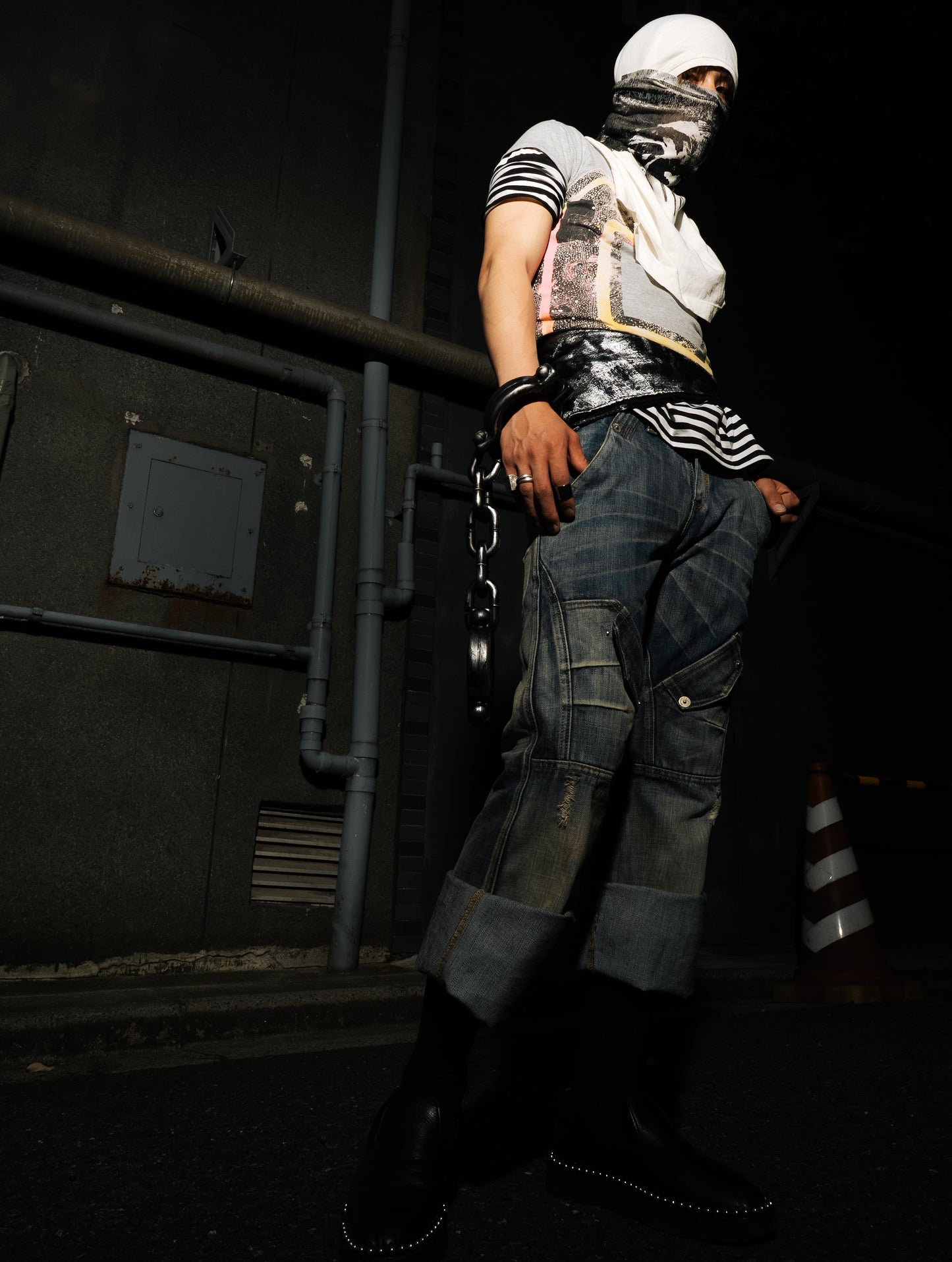 -DIESEL-Grey Glitter Arch Logo Short Sleeve T-Shirt