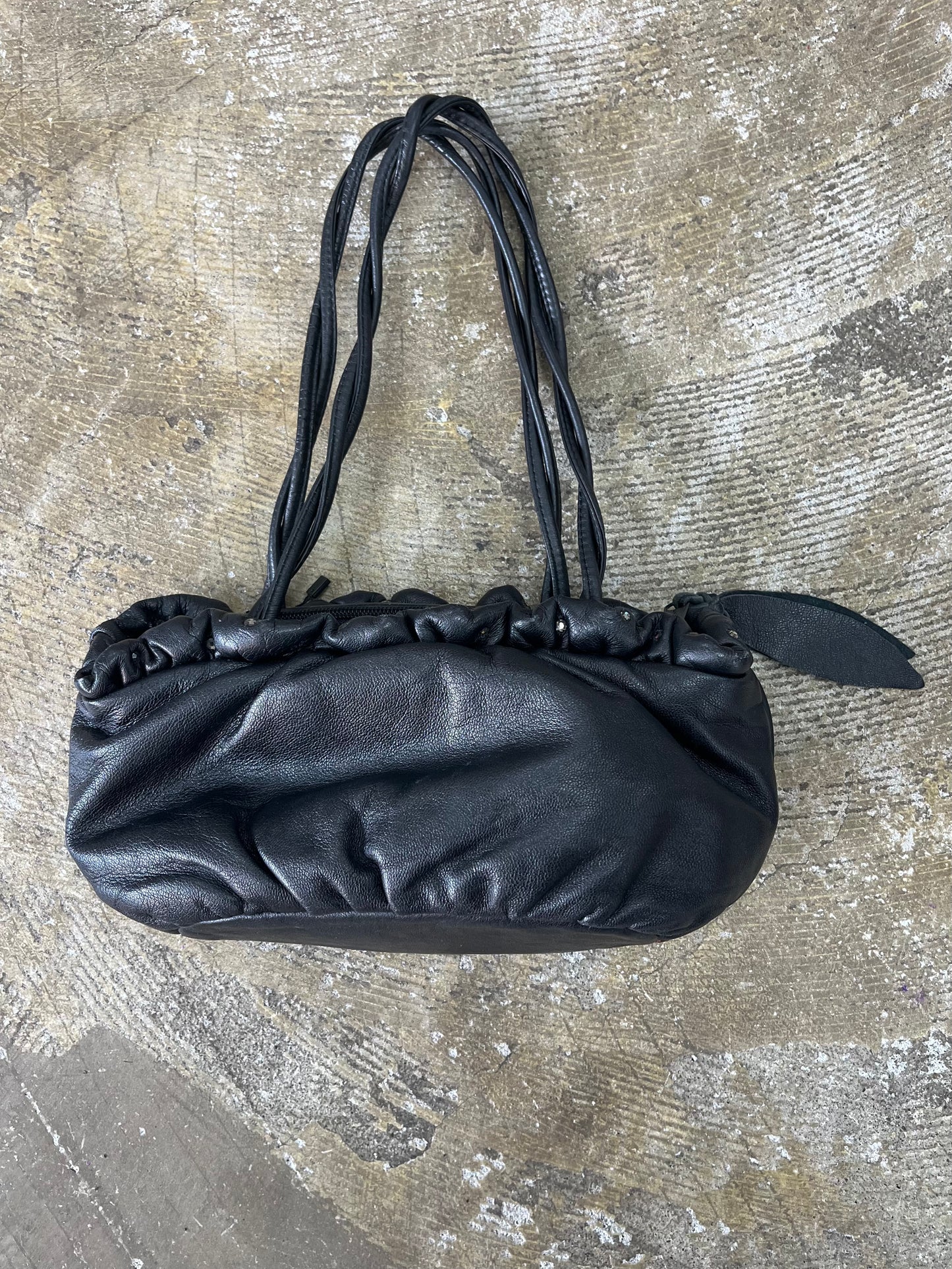 Mixed Texture Studded Shoulder Bag