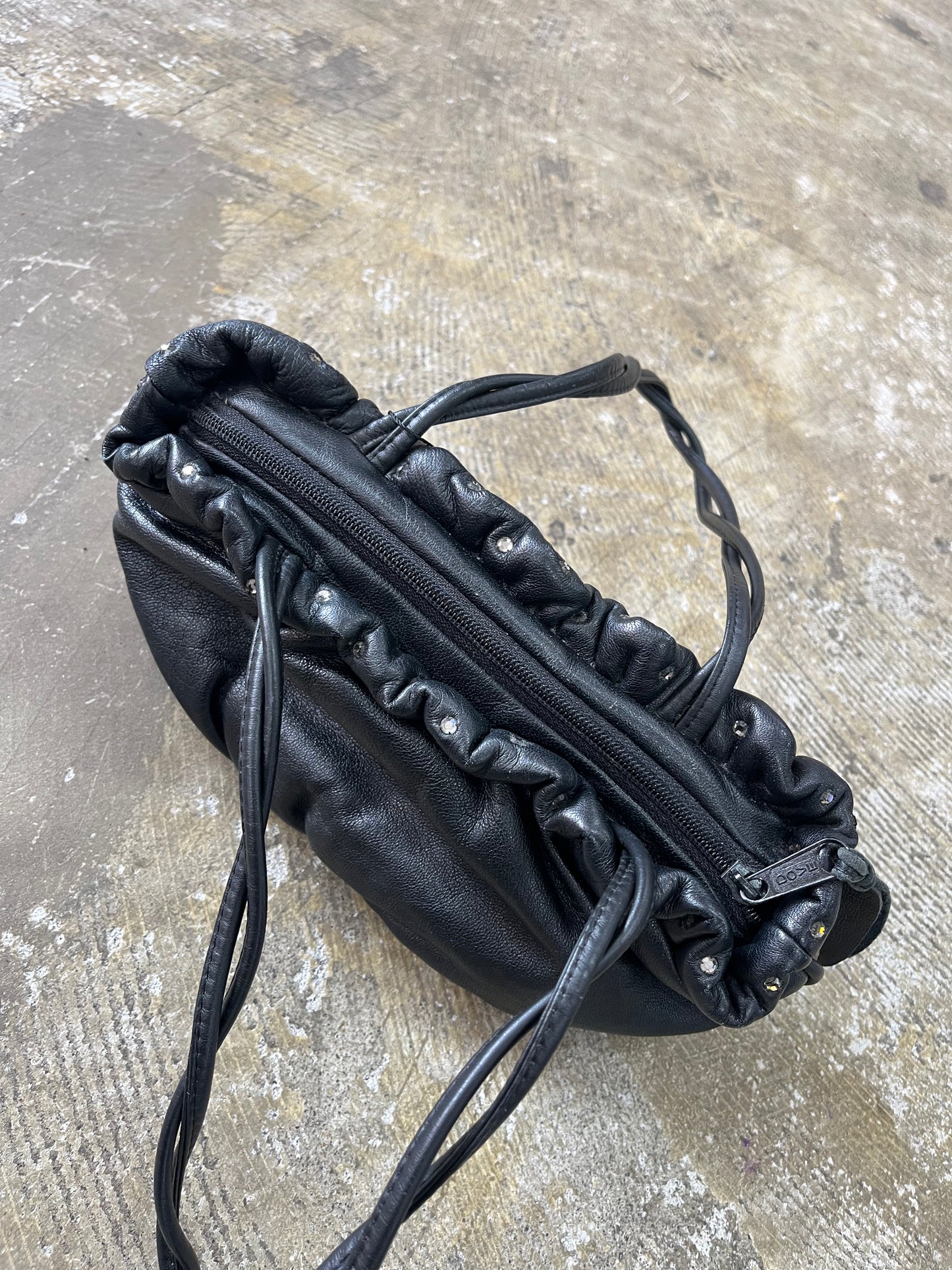 Mixed Texture Studded Shoulder Bag