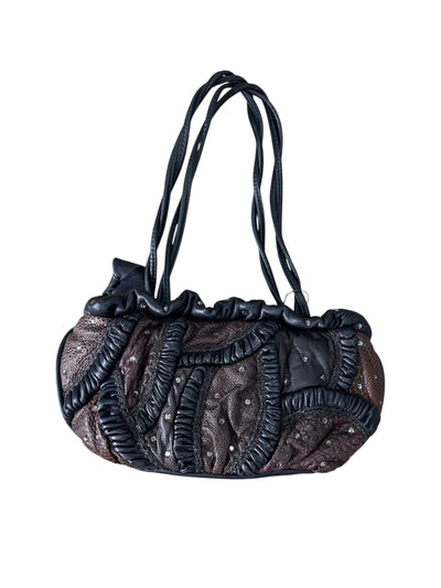 Mixed Texture Studded Shoulder Bag