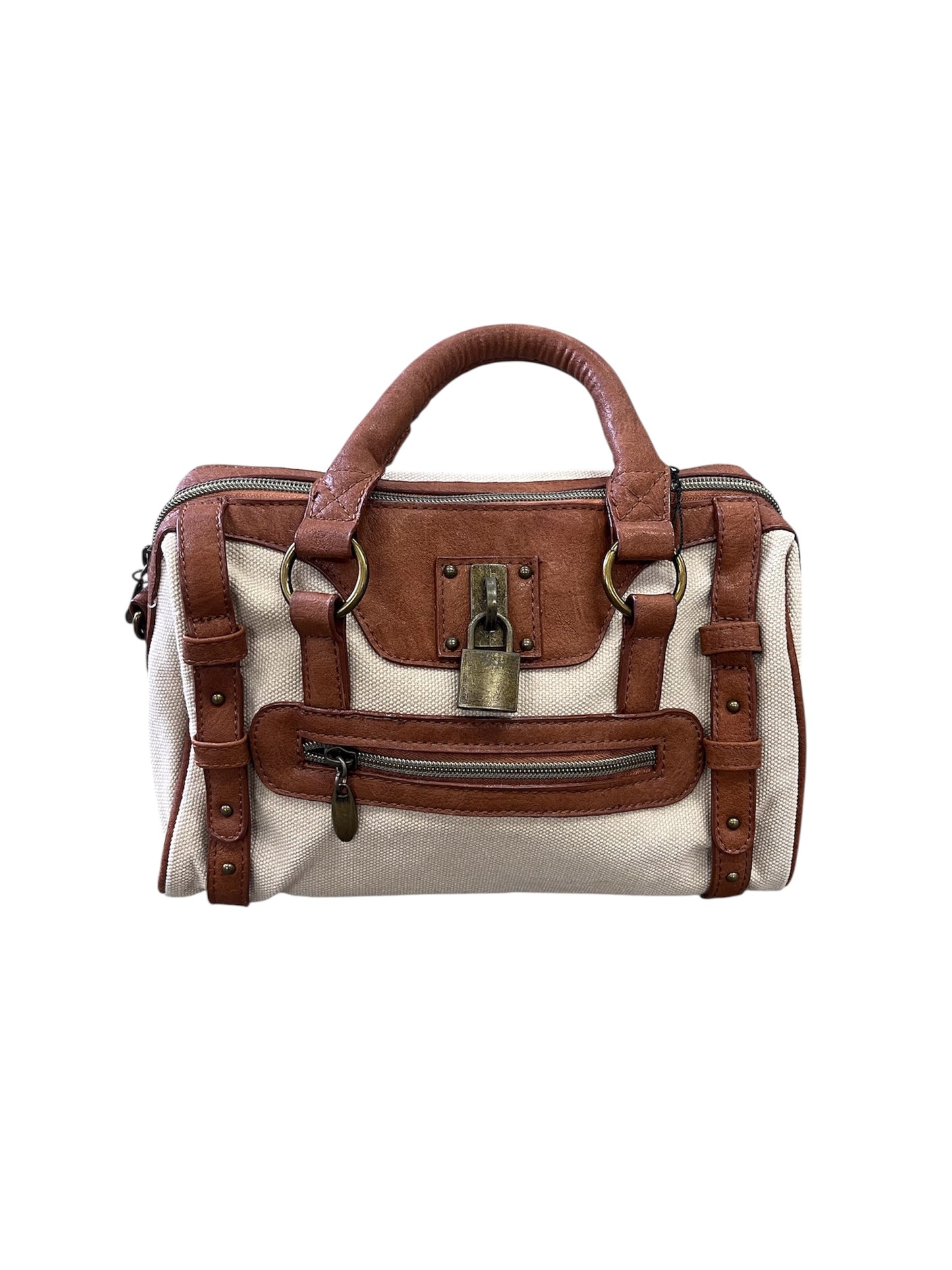 Canvas × Leather Padlock Shoulder Bag