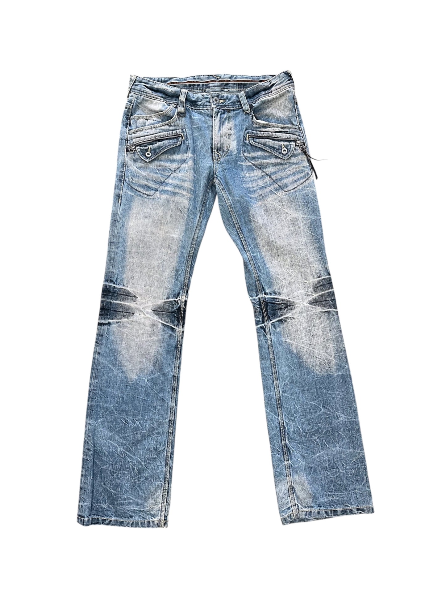 Acid Wash Zip Pocket Denim