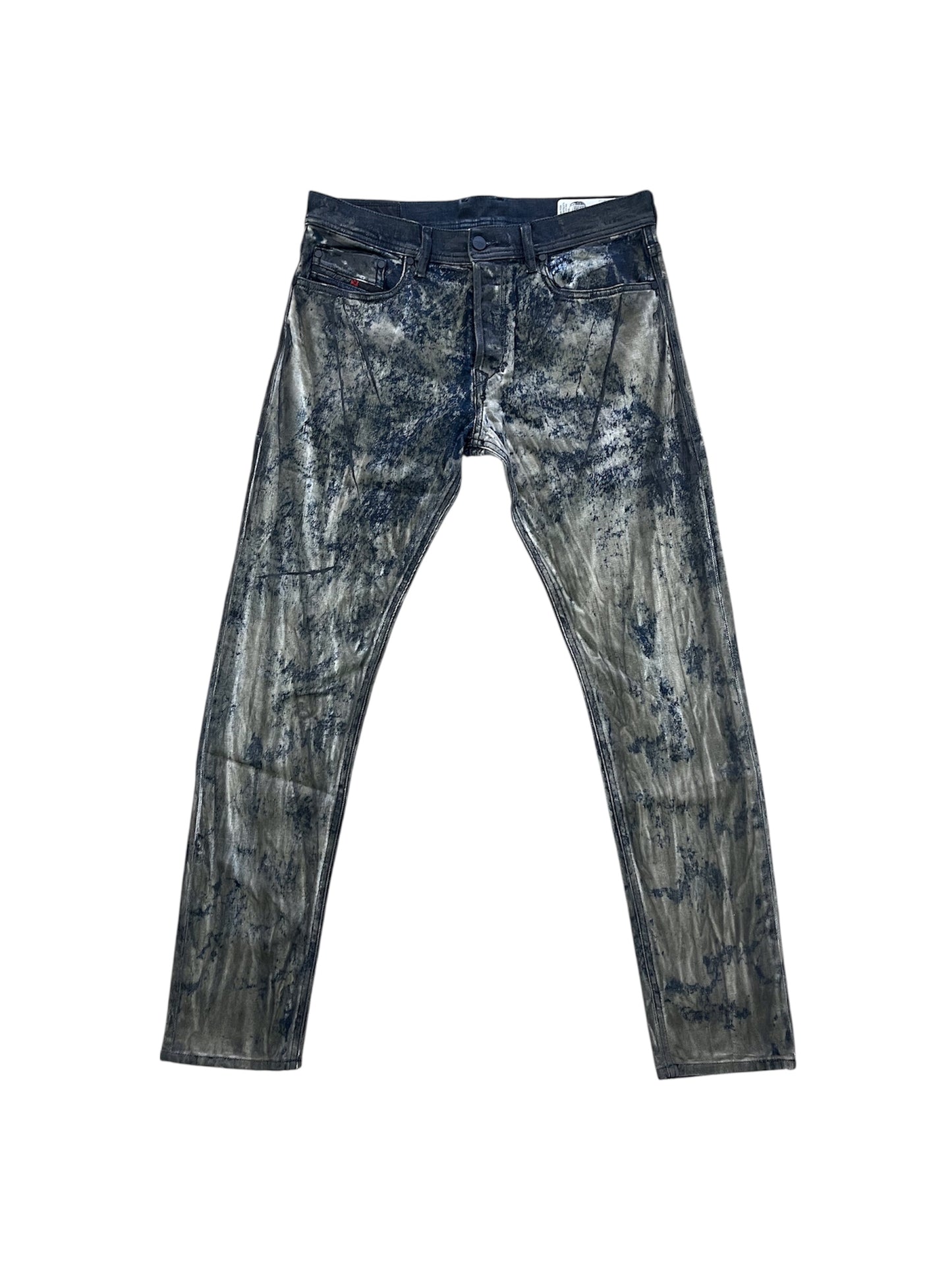 -DIESEL- Metallic Coated Waxed Denim Pants