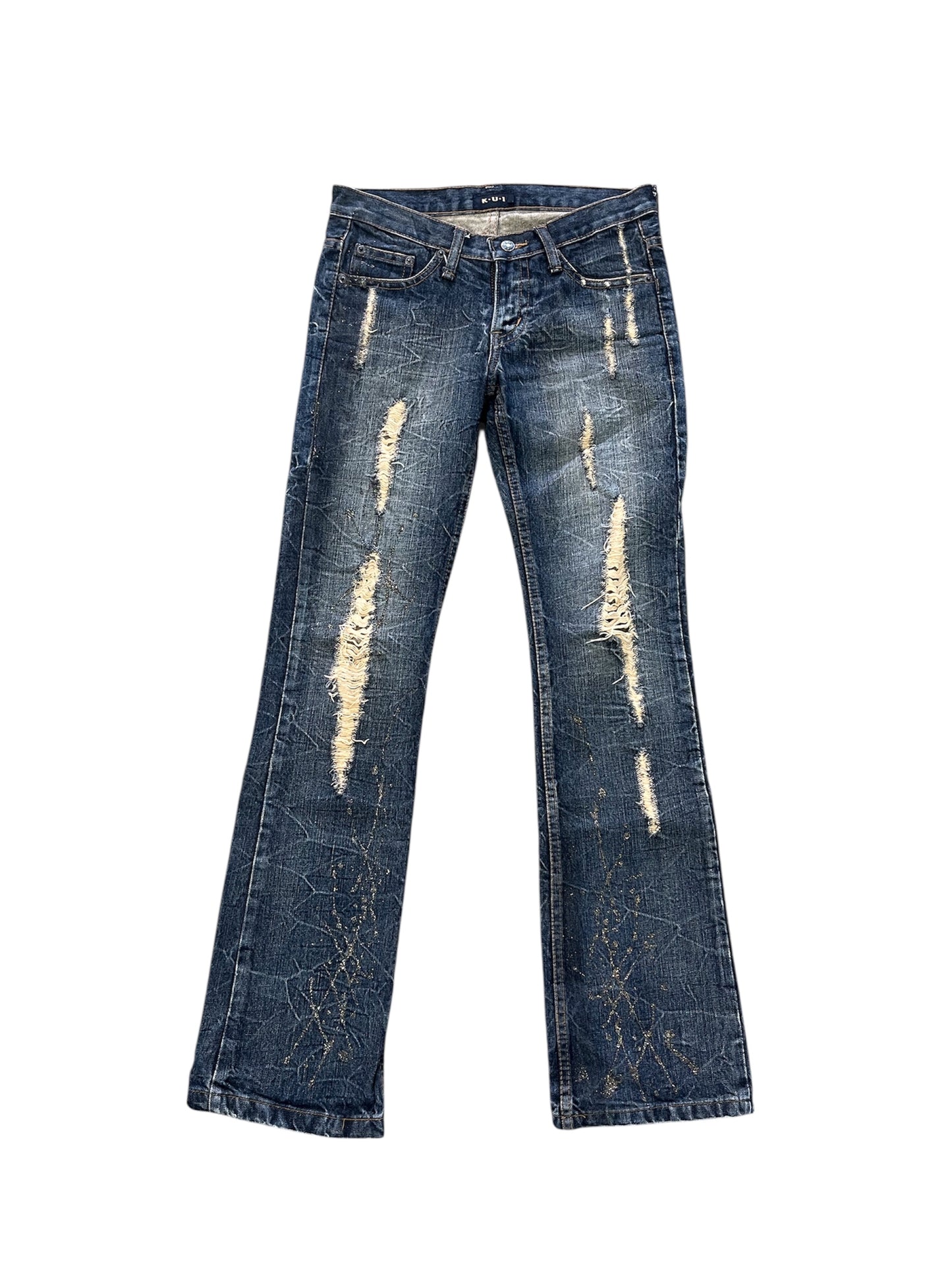 Distressed Destroyed Paint Denim