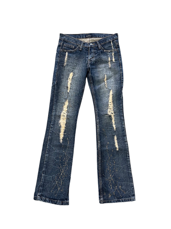 Distressed Destroyed Paint Denim