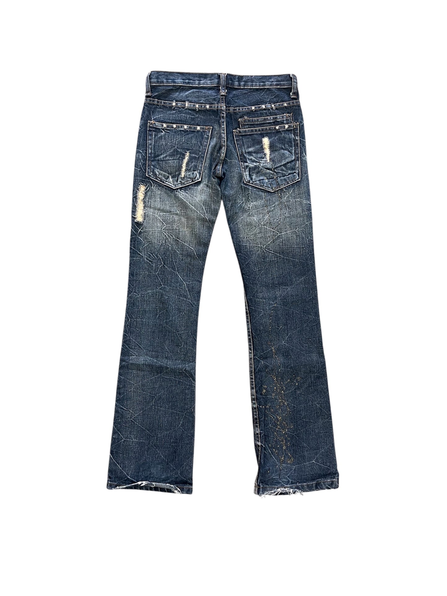 Distressed Destroyed Paint Denim