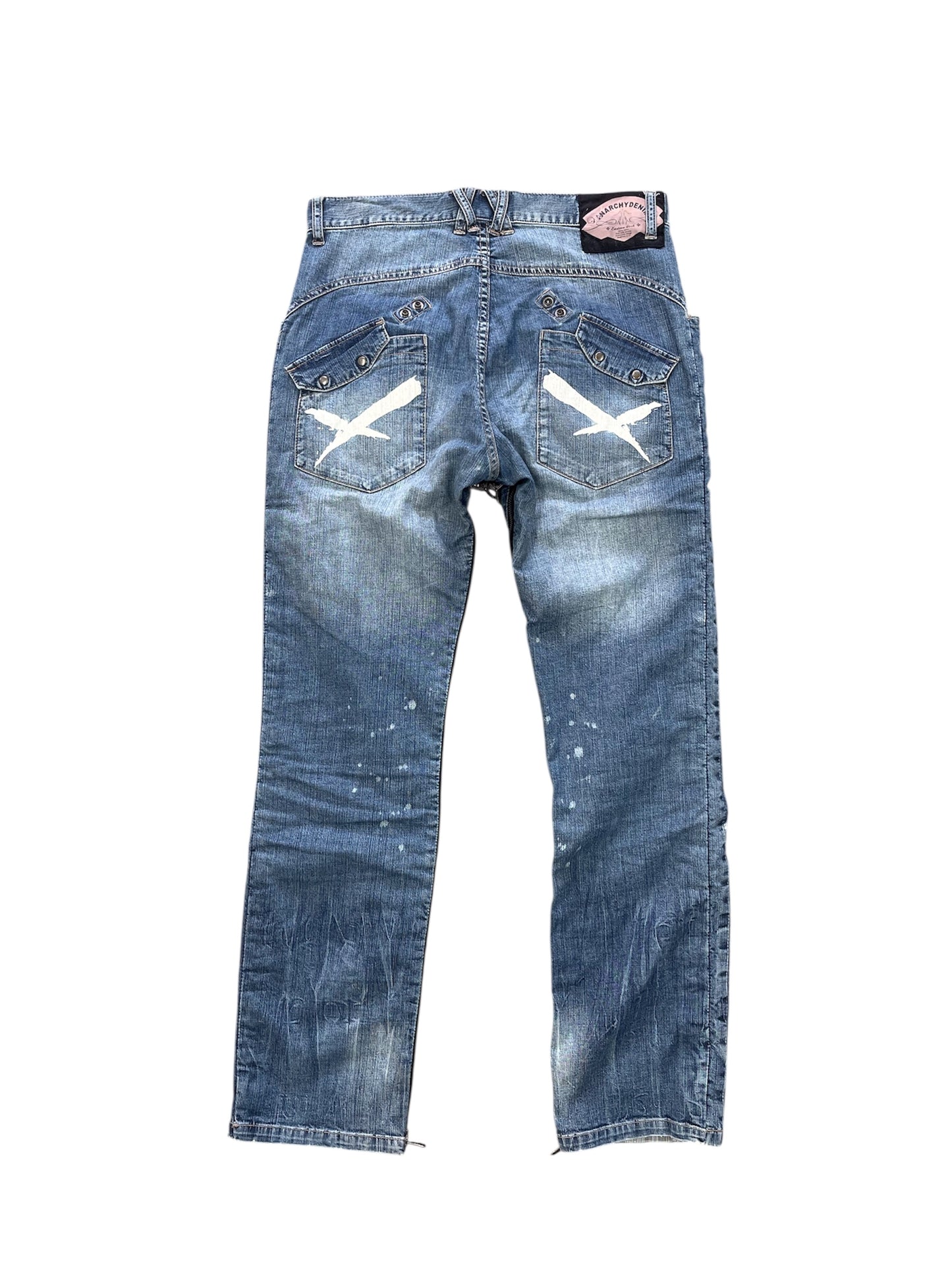 Plaid Layered Double Waist Full-Zip Denim