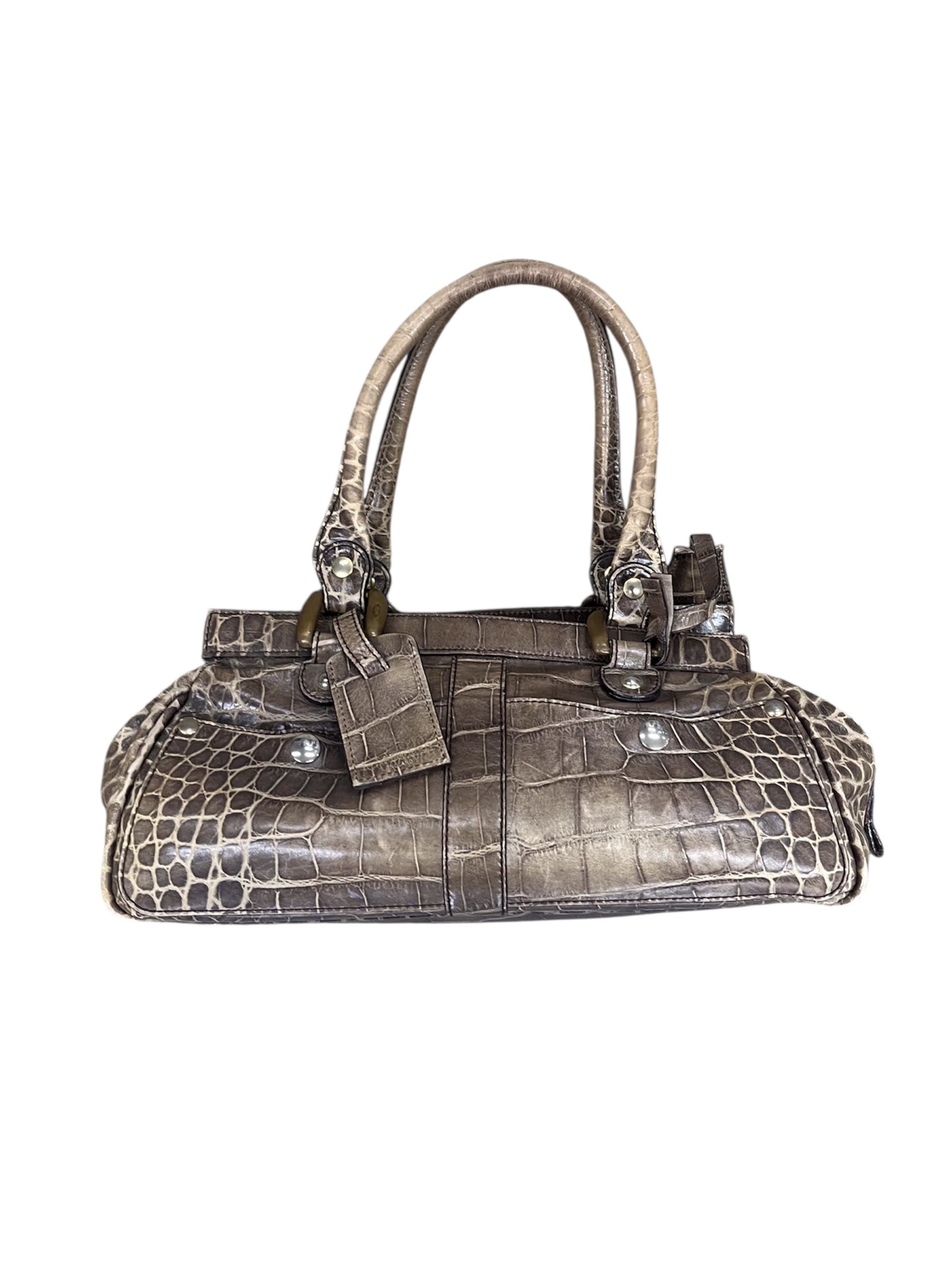 Croco-effect Shoulder Handbag