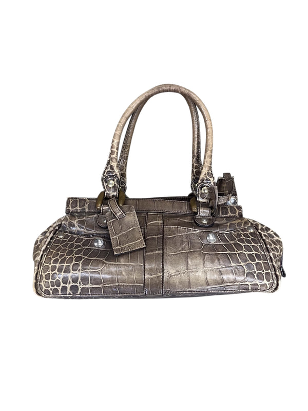 Croco-effect Shoulder Handbag
