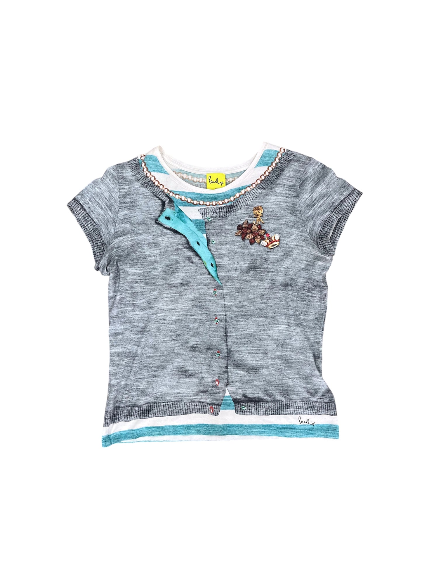 -Paul x / Paul Smith-Layered Cardigan & Pearl Print Tee