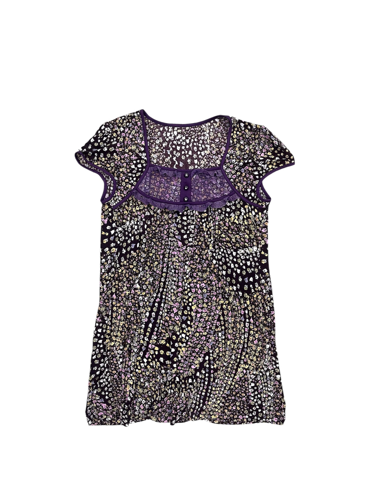 Mosaic Dot Print Purple empire Waist Top