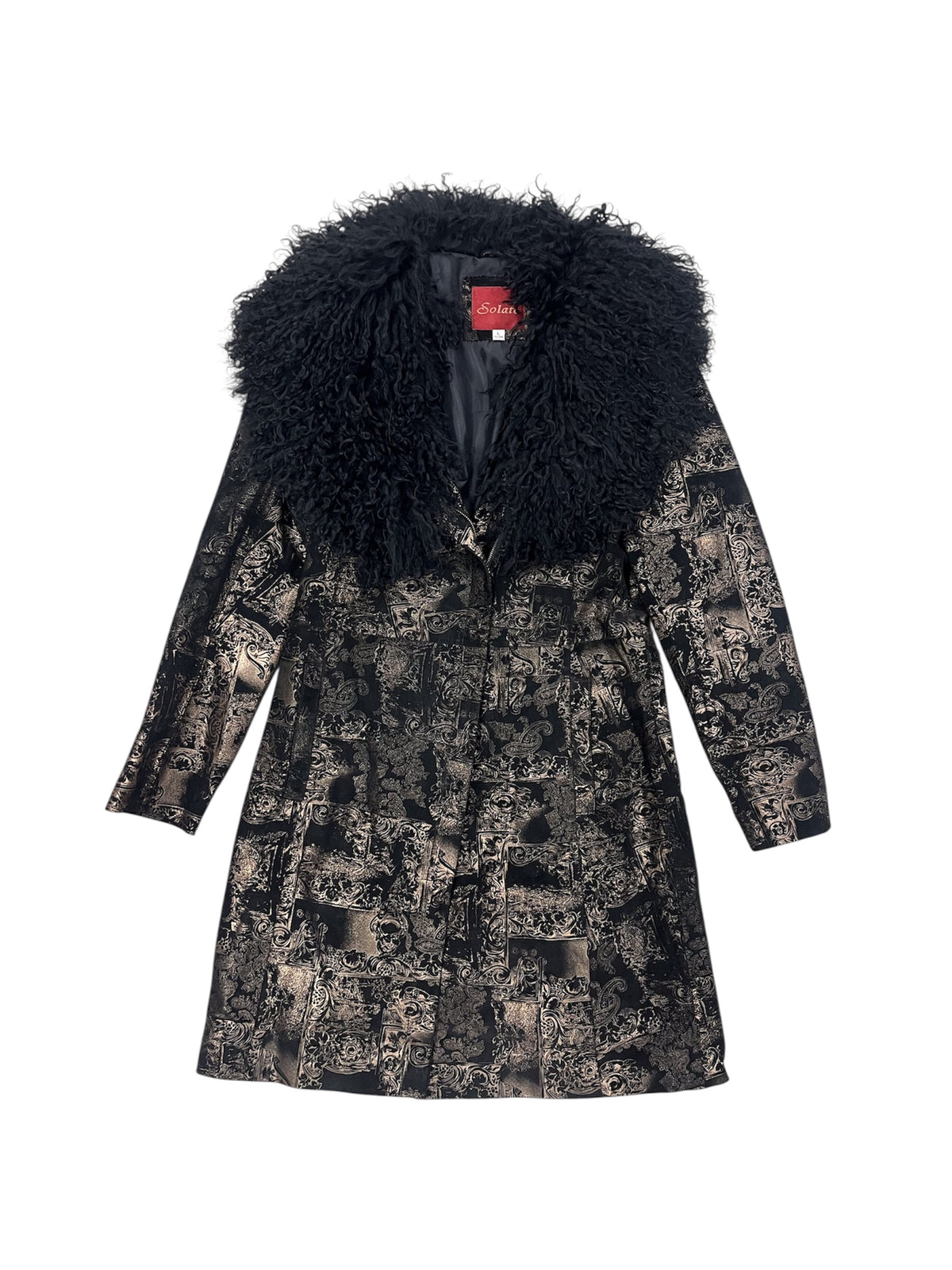 Pattern Gold Lurex Jacket with Fur Trim