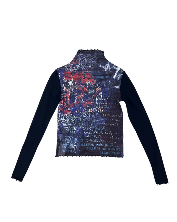 Sheer Mesh Mock Neck Top