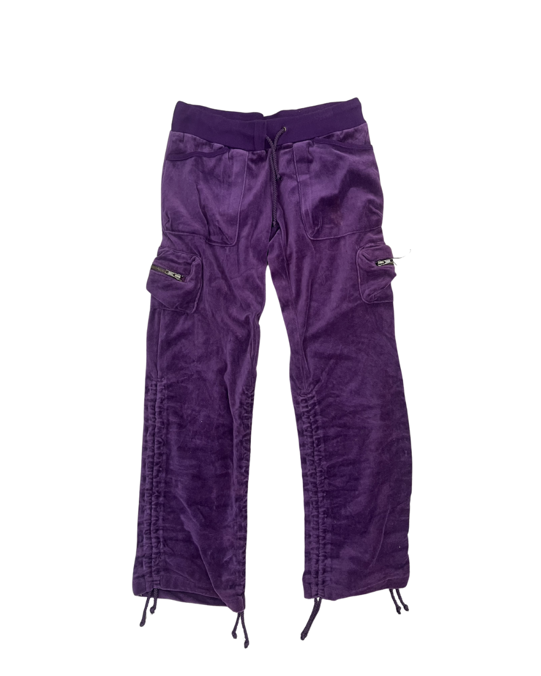 Purple Velour Shirring Cargo Pants