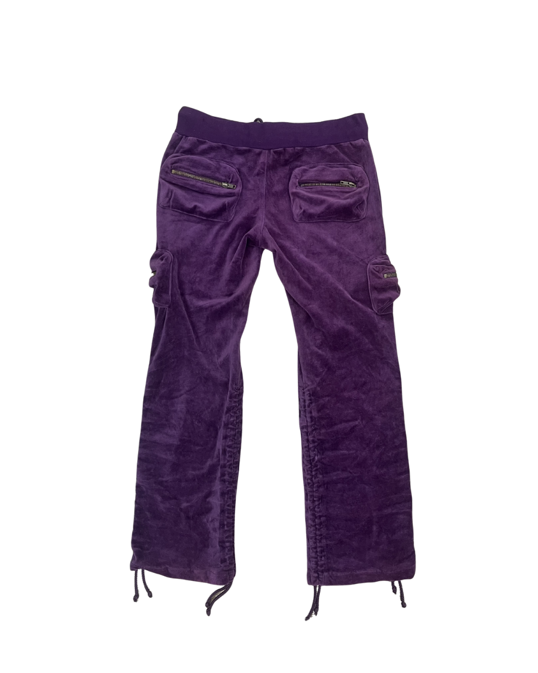 Purple Velour Shirring Cargo Pants